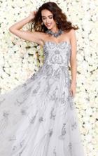 Shail K - Glistening Strapless Evening Gown 1129