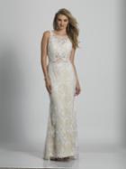 Dave & Johnny - A6366 Scoop Neck Stone Ornate Lace Gown