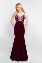 Blush - C1027 Crystal Beaded V-neck Mermaid Dress