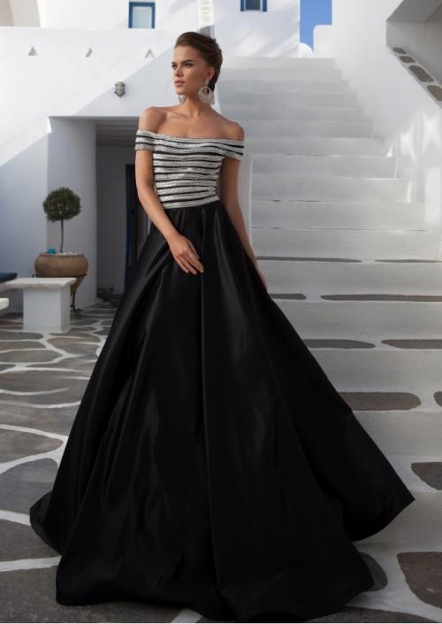 Tarik Ediz - Beaded Off-the-shoulder Neck Ballgown 92656