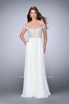La Femme - Off-shoulder Embellished Dress In Ivory 24001