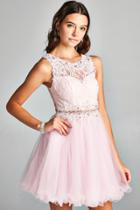 Aspeed - Lh058 Jeweled Lace Illusion A-line Cocktail Dress