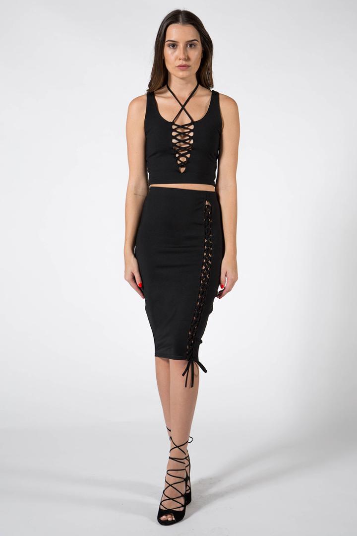 Donna Mizani - Lace Up Crop Top