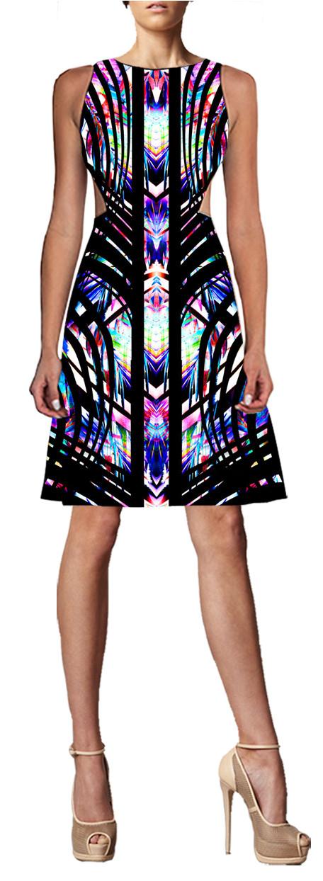 Johanne Beck - Claudette - Side Cut Dress / Geo Tropics 1xs 1s