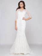 Glow By Colors - G733 Quarter Sleeve Lace Evening Gown