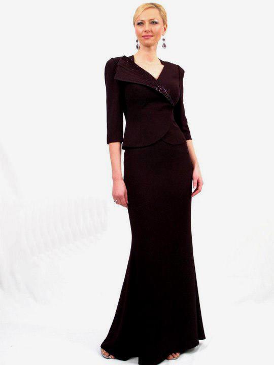 Daymor Couture - V-neck Sheath Dress With Jacket 302