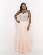 Blush Too - Embellished Strapless Chiffon A-line Evening Gown 9056w