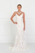 Elizabeth K - Gl1515 Beaded Lace V-neck Trumpet Bridal Gown