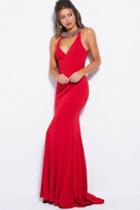 Jovani - Jvn53349 Embellished Halter Fitted Gown