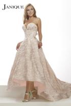Janique - Sweetheart High-low Long Ball Gown With Lace Appliques W1677