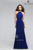 Faviana - Bejeweled High Halter Evening Gown With Side Cut-outs 7543