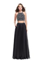 La Femme - 25469 Beaded Two Piece Halter Chiffon Dress