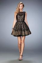 La Femme - 22222 Dotted Lace Illusion Cocktail Dress