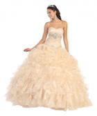 May Queen - Eye-catching Pleated And Jeweled Sweetheart Ruffled Ball Gown Lk50