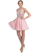 Dancing Queen - 2078 Beaded Halter A-line Dress