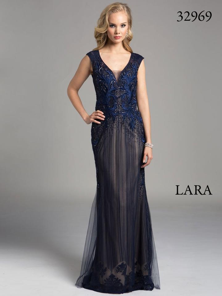 Lara Dresses - Cap Sleeve V Neck Embroidered Long Dress 32969