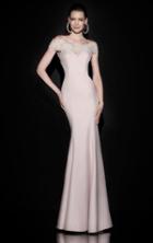 Tarik Ediz - Lace Applique Off The Shoulder Illusion Gown 92499