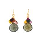 Mabel Chong - Moss Aquamarine Cluster With Mixed Stones Earrings-wholesale