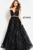 Jovani - 51817 Plunging Off-shoulder Pleated Gown