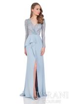 Terani Evening - Long Gown With Center Slit And Wrap Around Bodice 1611m0635