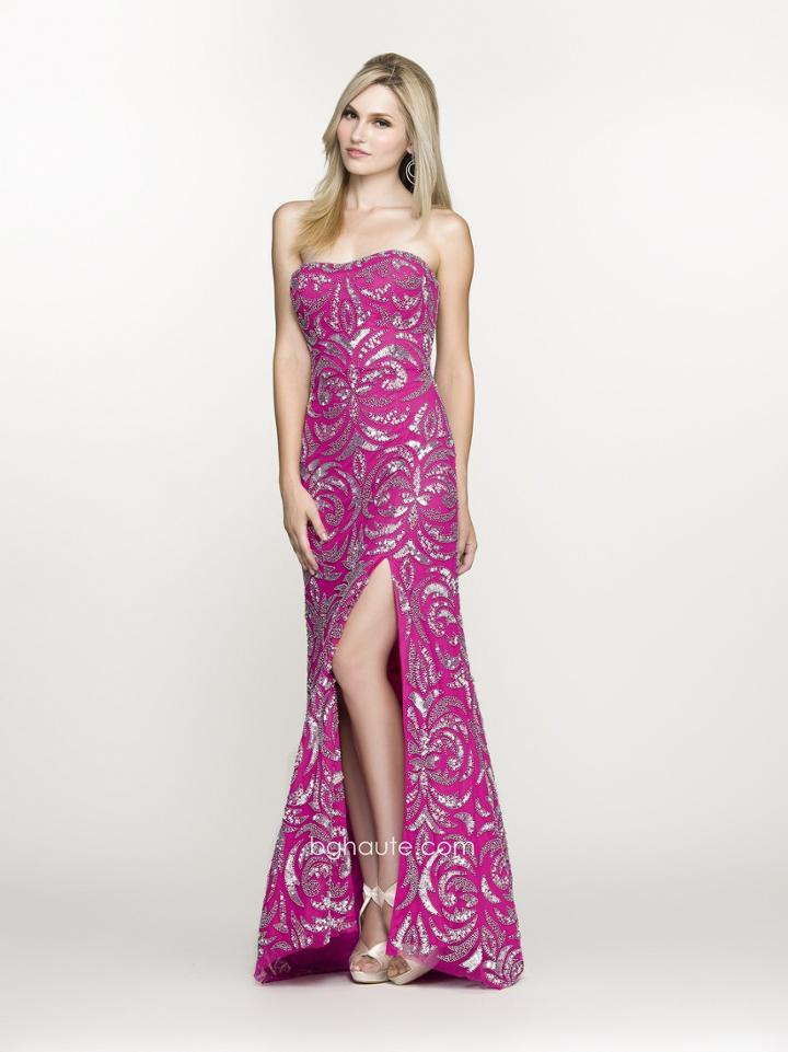 Bg Haute - G47691 Dress In Fuchsia And Silver