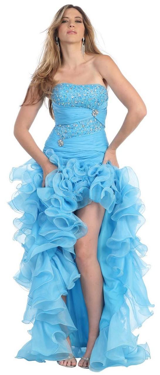 May Queen - Glittering And Ruched Semi-sweetheart Ruffled A-line Dress Rq7029