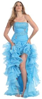 May Queen - Glittering And Ruched Semi-sweetheart Ruffled A-line Dress Rq7029