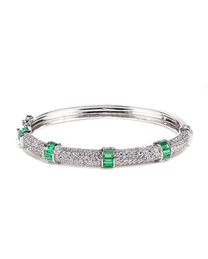 Cz By Kenneth Jay Lane - Emerald Invisible Set Bangle