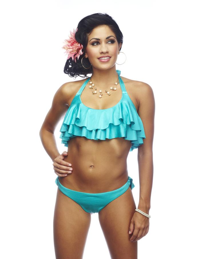 Nicolita Swimwear - Rumba Ruffles Blue Crop Top Bikini