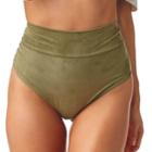 Montce Swim - Olive Faux Suede High Rise Bikini Bottom