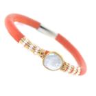 Mabel Chong - Single Orange Pearl Leather Bracelet