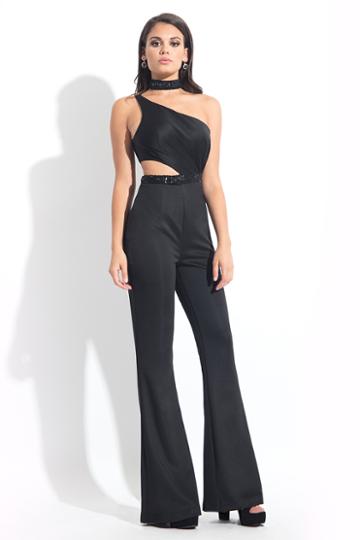 Rachel Allan Lbd - L1161 Embellished Asymmetric Jumpsuit