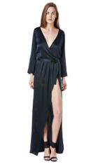 Again Collection - Bianca Bell Sleeve Silk Maxi In Black