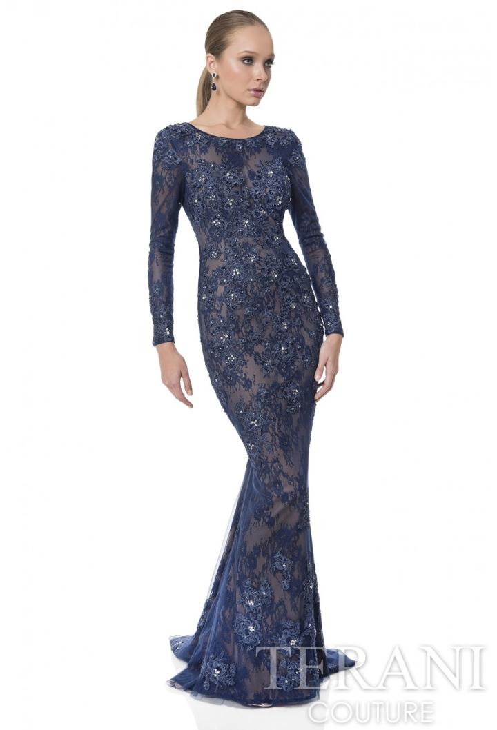 Terani Evening - Long Sleeves Floral Long Dress 1613m0729b