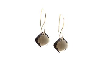 Tresor Collection - Smoky Quartz Square Earring In 18k Yellow Gold