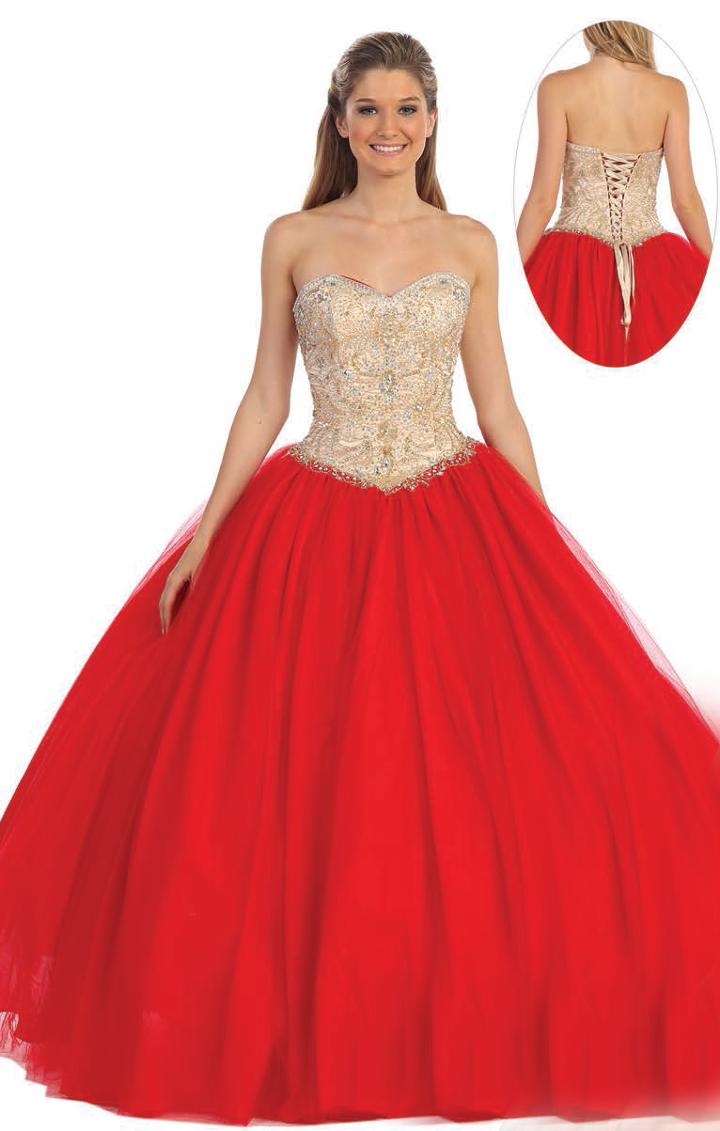 Dancing Queen - 9238 Strapless Gilded Princess Gown