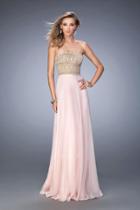 La Femme - 22674 Gilded Straight Chiffon A-line Dress