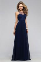 Faviana - 7774 Chiffon Illusion Evening Dress With Keyhole Back