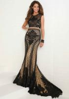 Tiffany Homecoming - 16288 Crystal Accented Jewel Neck Sheath Dress