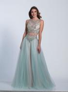 Dave & Johnny - A4165 Two Piece Lattice Tulle Gown