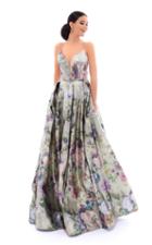 Tarik Ediz - 93483 Floral Plunging Pleated Ballgown