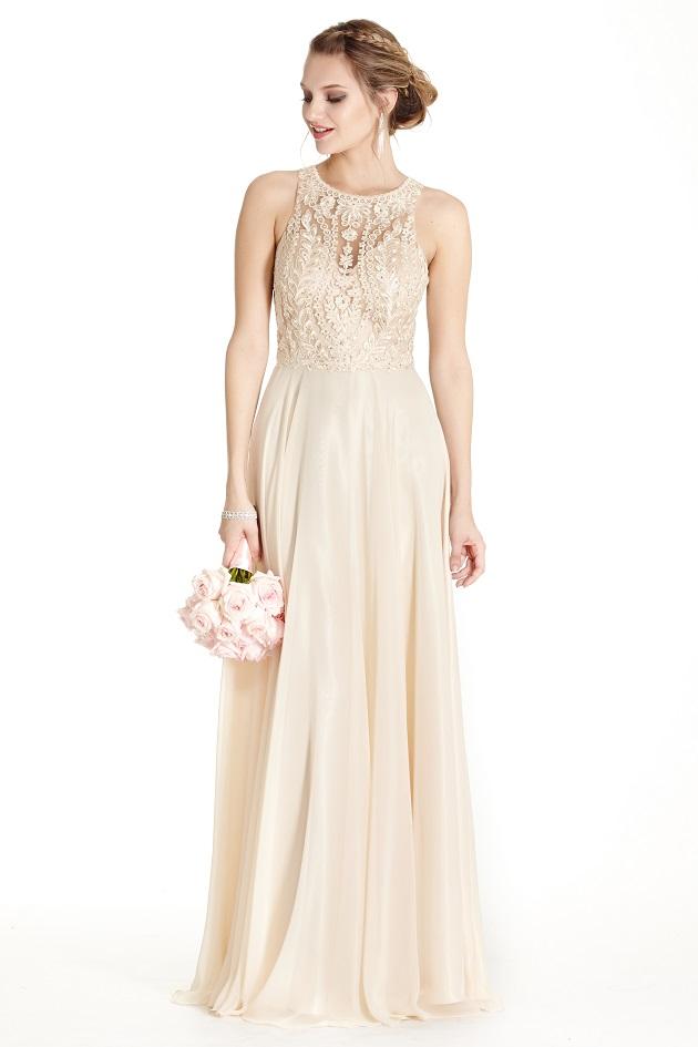 Aspeed - L1834 Jeweled Illusion Halter A-line Evening Dress