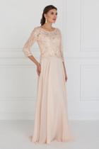 Elizabeth K - Gl1580 Quarter Sleeve Jeweled Soutache Illusion Gown