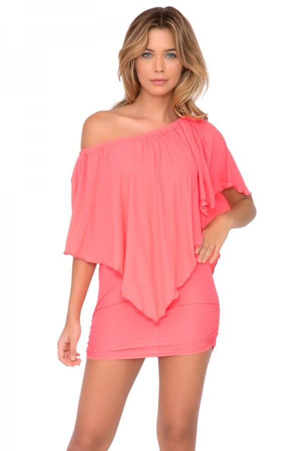 Luli Fama - Cosita Buena Cover Ups Party Dress In Fire Coral (l177981)