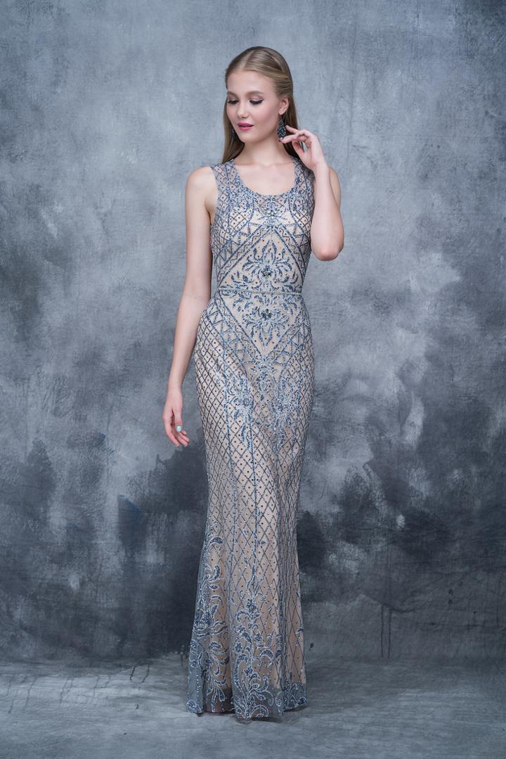 Nina Canacci - 8143 Sleeveless Diamonds Illusion Evening Dress