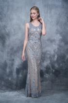 Nina Canacci - 8143 Sleeveless Diamonds Illusion Evening Dress