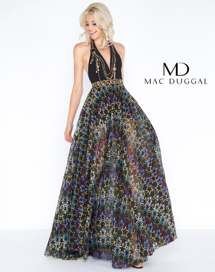 Cassandra Stone - 40788 Star Printed Deep Halter A-line Dress