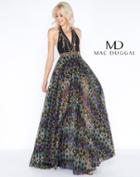 Cassandra Stone - 40788 Star Printed Deep Halter A-line Dress