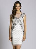 Lara Dresses - 33545 Two Tone Illusion Bateau Dress