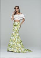 Tarik Ediz - Two Piece Ruffled Long Dress 50079